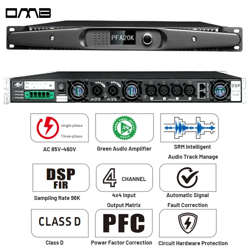 TLF PFA20K 2000W 4 Channel Top Class Amplification Reliable Flexible Rack Digital Powersoft  Amplifier for Touring Applications