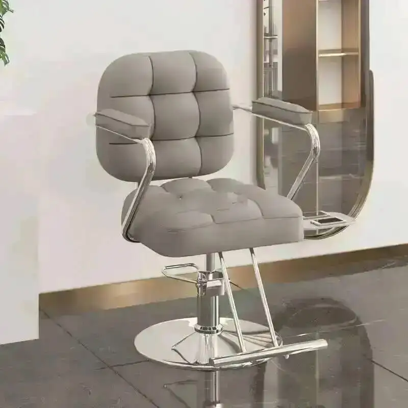 

Luxury Iron Beauty Chair Leather Salon Barber Swivel Hairdressing Salon Chair Hidraulic Leg Cadeira De Barbeiro Furniture