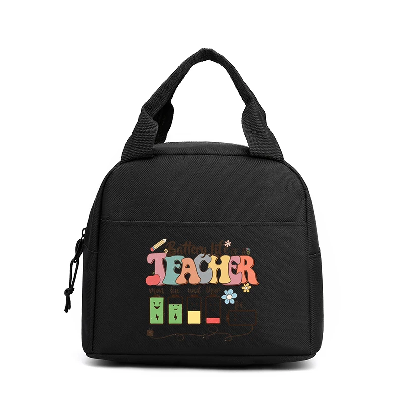 Blessed Teacher Print Women Men Lunch Bag Fashion Apple Pencil Globe Portable Insulated Bags School Multifunctional Food Handbag