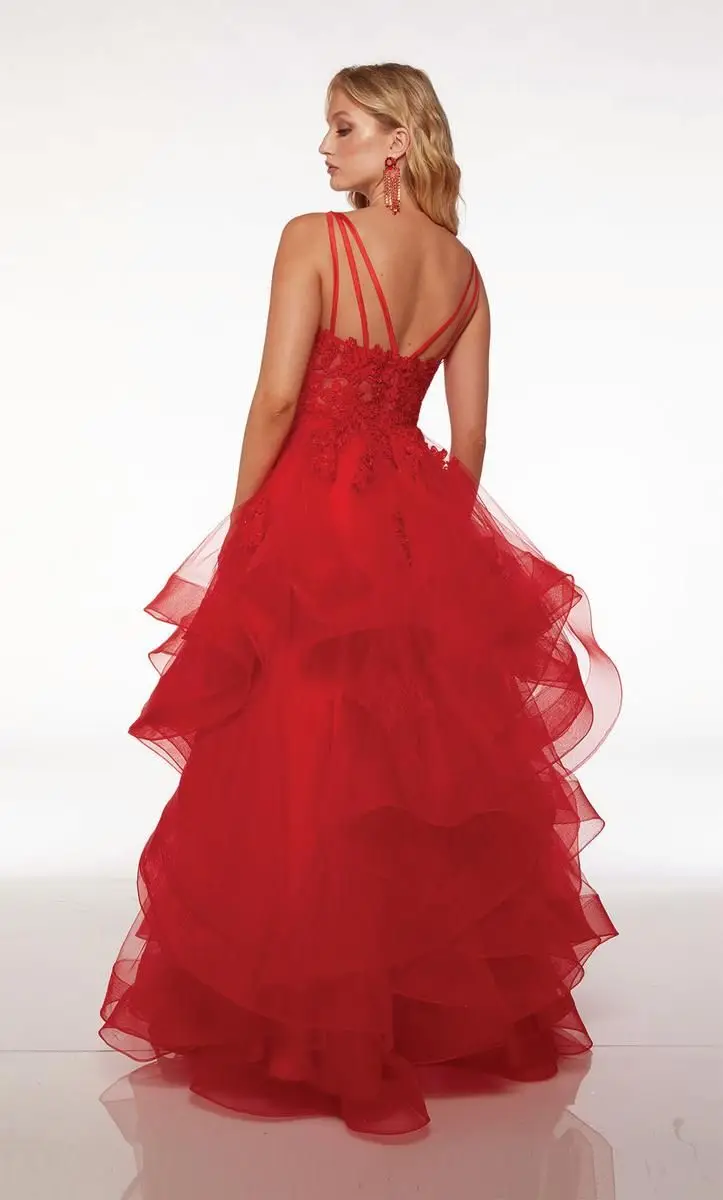 Vestidos de fiesta rojos con volantes hasta el suelo, vestido esponjoso de Organza para fiesta de cumpleaños, vestido para ocasiones especiales para mujer personalizado