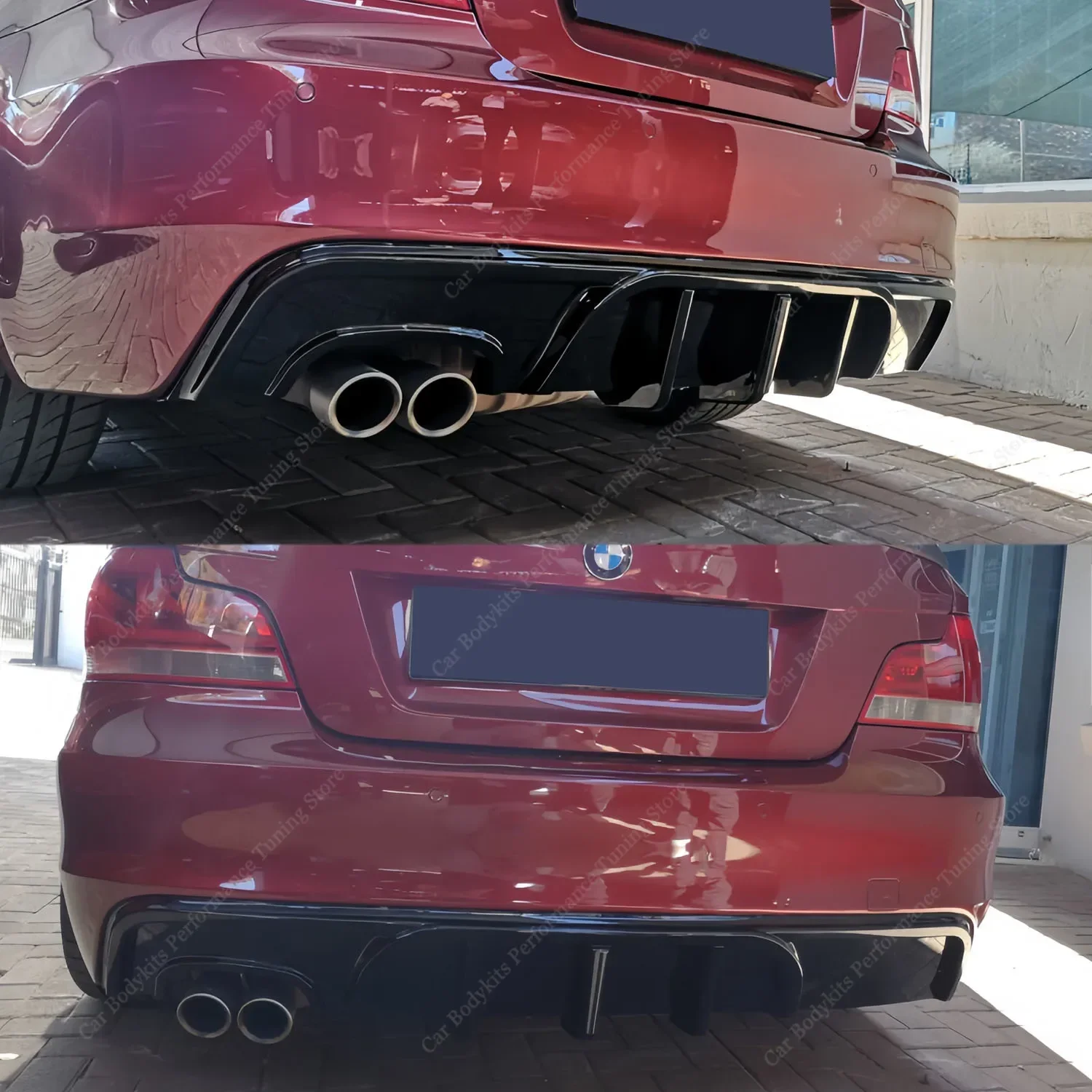 Performance Style Rear Diffuser For Bmw E82 E88 Rear Bumper Lip Splitter With Lamp 1 Series 120i 120d 125d 130i 135i 07-14 Mod