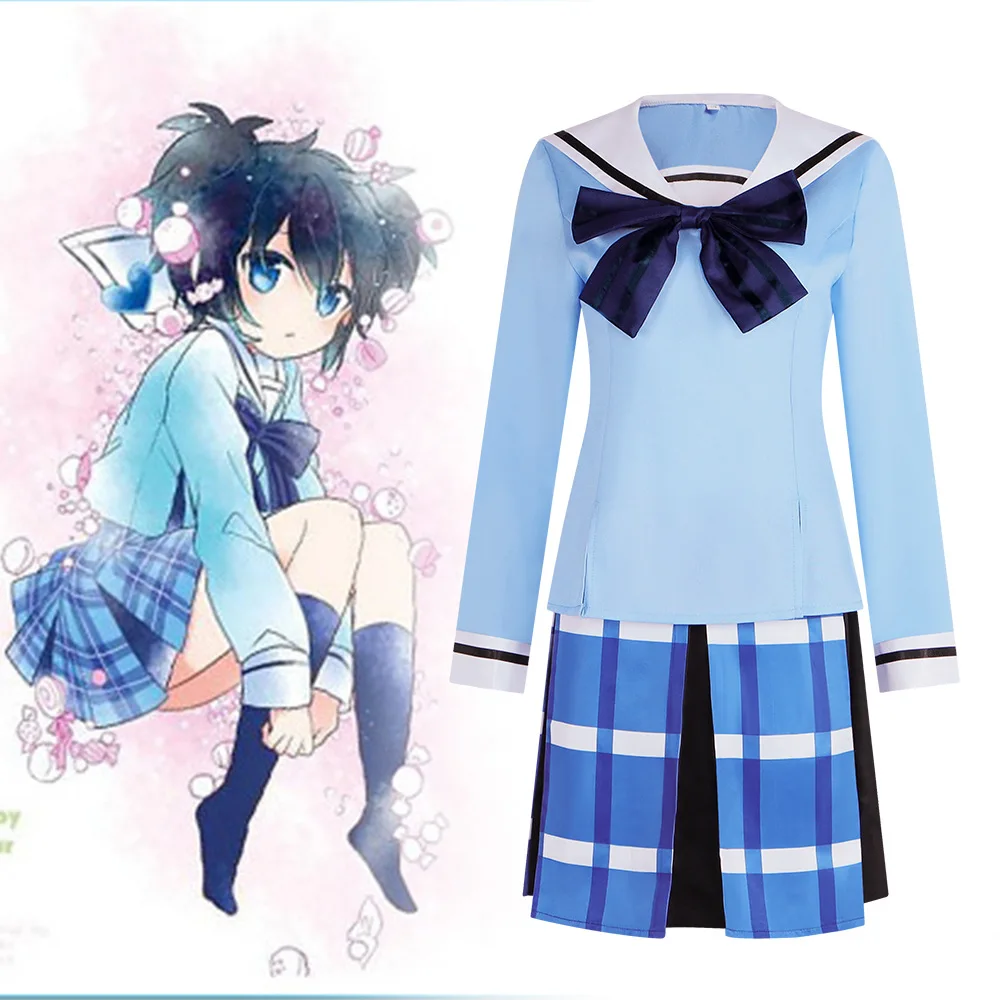 

Anime Happy Sugar Life Koube Shio Cosplay Costume Wig Blue JK Uniform Skirt Woman Lovely Halloween Party Suit Cosplay Cosume