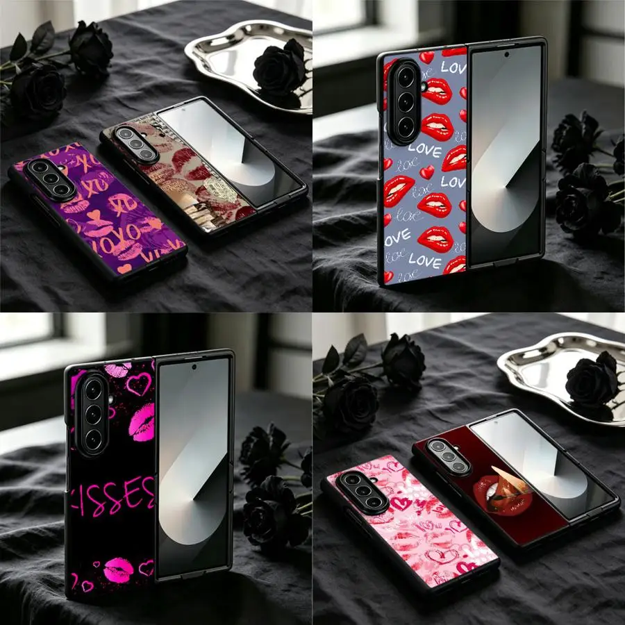 Phone Shell Case for Samsung Galaxy Z Fold 8 Ultra Z Fold 7 6 3 ZFold5 ZFold4 Z Fold8Ultra ZFold6 ZFold7 Retro Lip Coquette