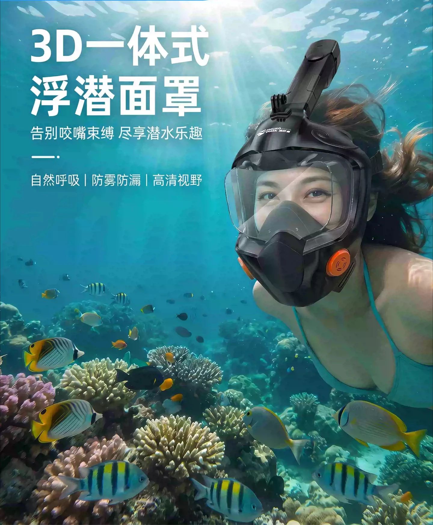 Full Face Snorkel Mask, 180° Panoramic View Dry Top Snorkel, Anti-Fog Leak Proof Safe Breathing Swimming Diving Gear for Adults