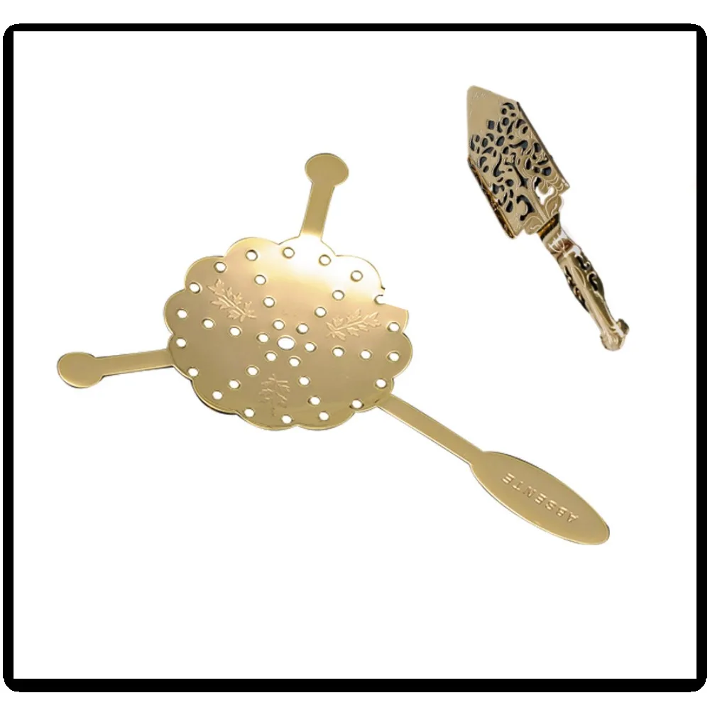 

304 Stainless Steel Absinthe, Bar Mixing Tool, Cocktail Hollowed-out Spoon Strainer, Mesh, Ice Cube Strainer