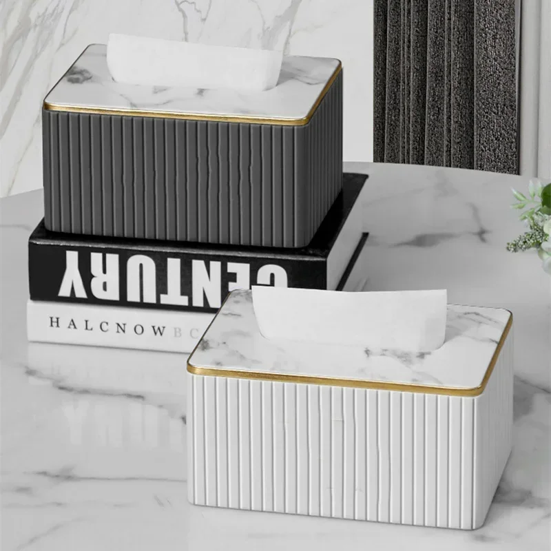 Leather Tissue Storage Box Marbling Paper Drawer Korean Creative Vertical Pattern Tissue Box Car Home Hotel Storage Supplies