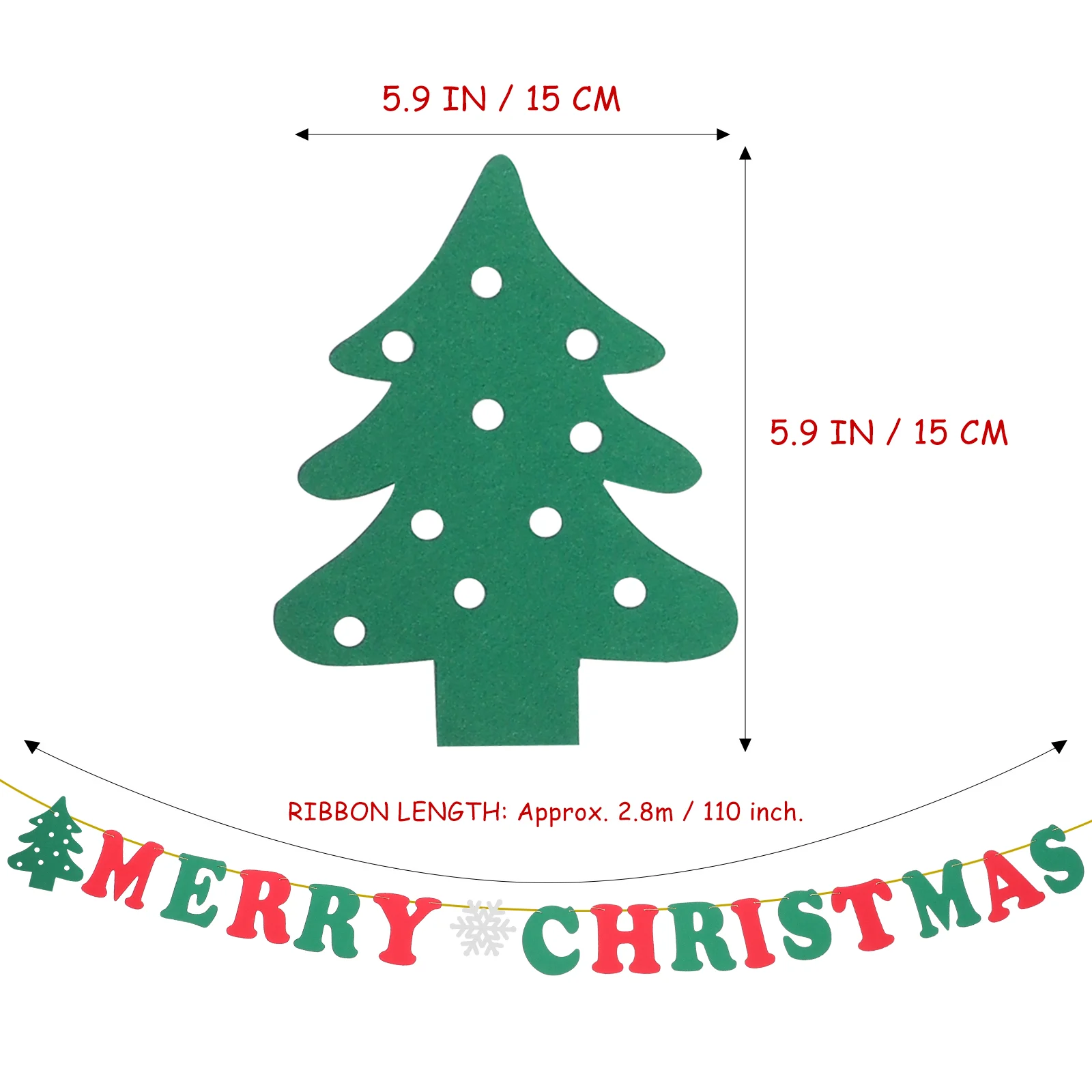 15 Pcs Christmas Favor Flags Decor Bunting Posters Letter Banner Merry Tree Decorations