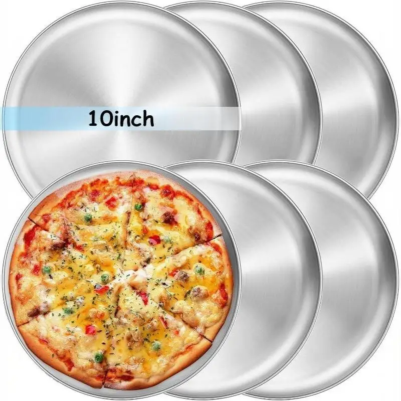 2Pcs Silver Stainless Steel Round Plates Rust Proof Food Safe Dinner Dishes for Home Outdoor BBQ Camping Picnic