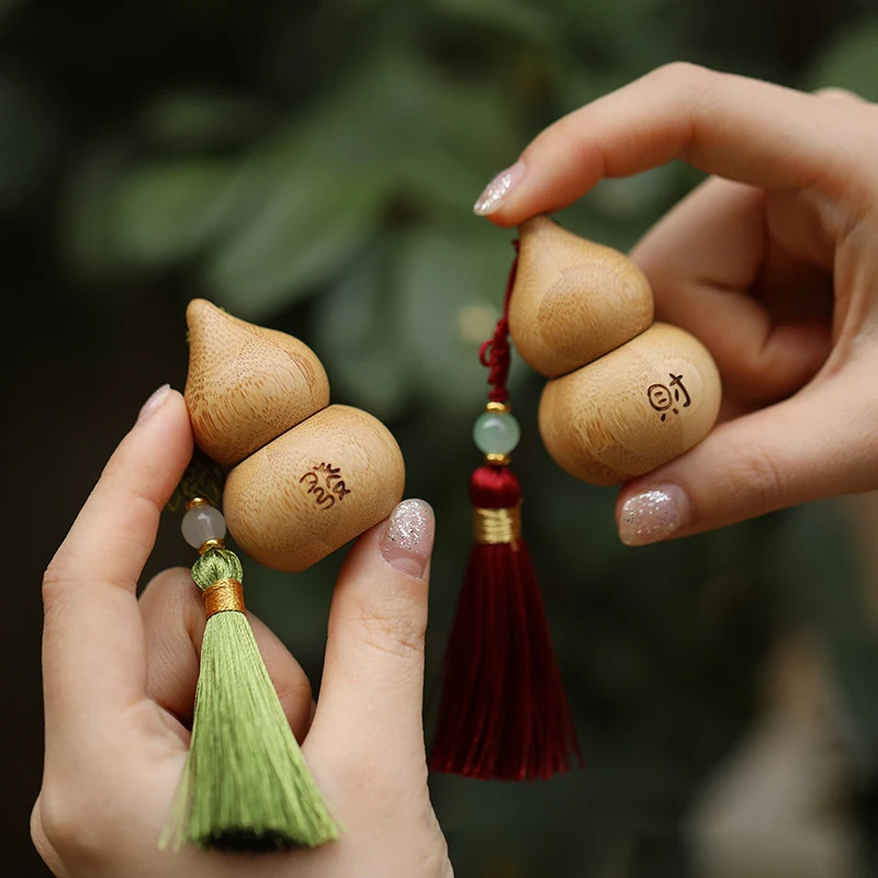 1ml Bamboo Gourd Shape Roller Bottle Skincare Cosmetics Perfume Essential Oil Container Ancient Style Small Pendant Roll-on Jar