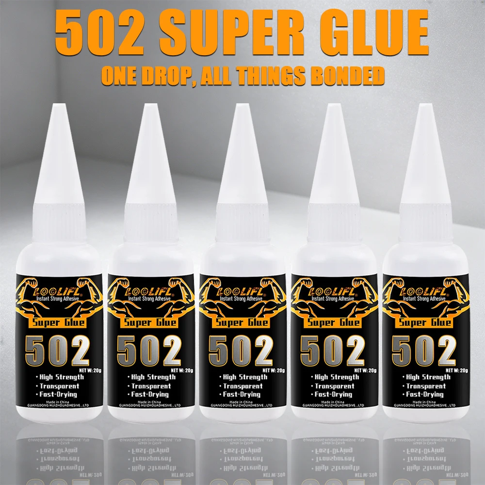 Loolifl 502 Super Glue Instant Adhesive Fast Drying Clear Strong Glue for Wood Metal Plastic Ceramic Rubber Shoes DIY Repair