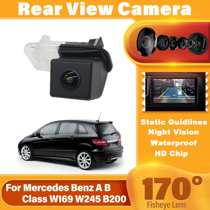 170 °   Cámara de visión trasera de coche impermeable CCD Full HD 1080P para Mercedes Benz Clase A B W169 W245 B200 accesorios de estacionamiento inverso