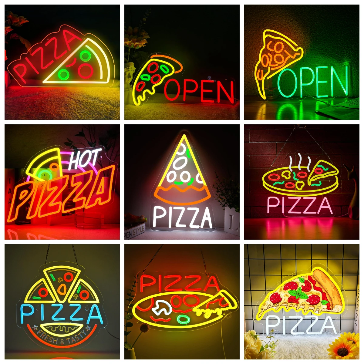 

Pizza Neon Sign Pizza Shaped Dimmable Letter Led Light for Pizzeria Food Business Shop Restaurant Kitchen Store Party Food Decor