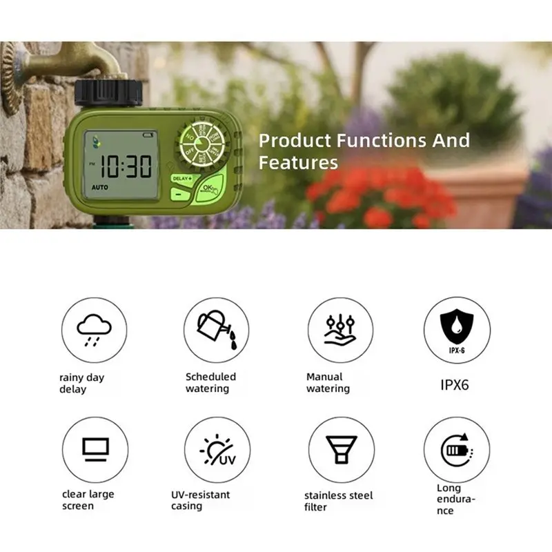 ABZS BSP Thread Electronic Controller LCD Display Automatic Water Ball Valve Timer Home Outdoor Waterproof Drip System