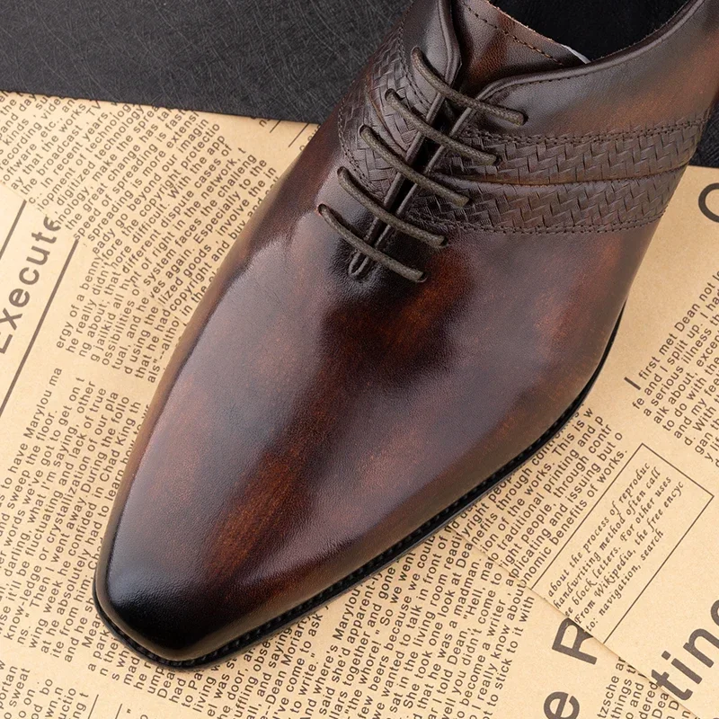 Chaussures faites à la main pour hommes, chaussures de bureau décontractées, chaussures Oxford Derby, brogues confortables, mode