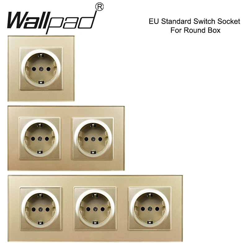 DIY EU Gold Glass 1 2 3 ON OFF Light Switch Wall 16A French European Power Socket with USB Type C  Outlet Wallpad 220V