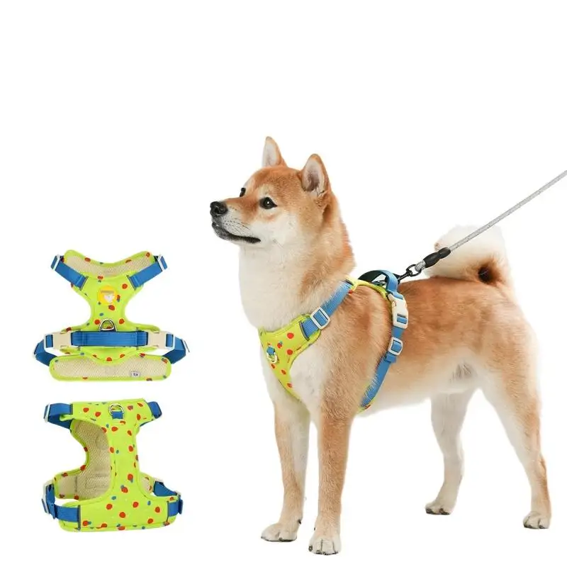 Lightweight Breathable Explosion-Proof Pet Harness Outdoor Reflective Printed Adjustable Cat Dog Harness For Bulldogs Poodles