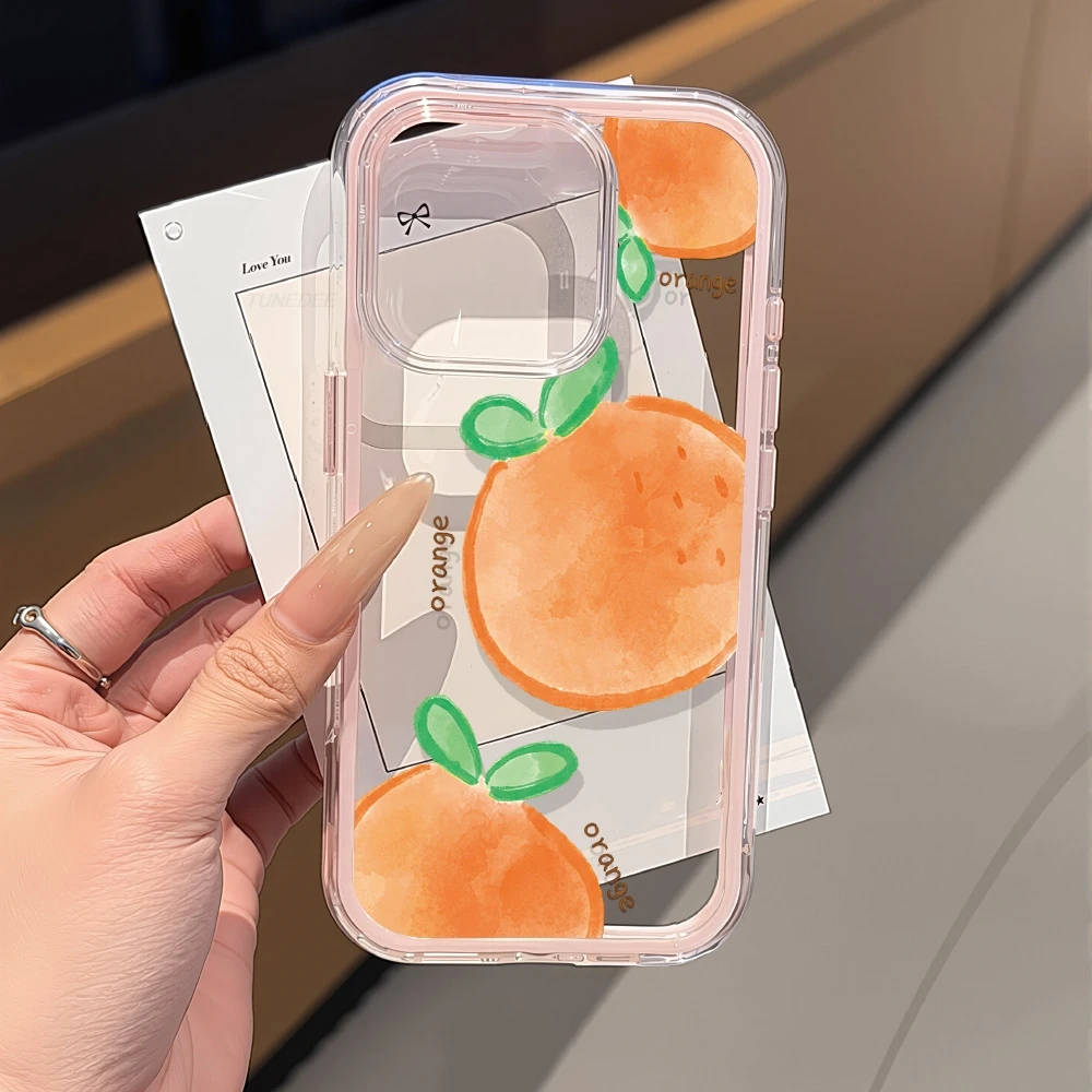 Fruit Orange Pattern Candy Color Clear Case For Samsung S26 Ultra S25 S23 S24 S22 Plus A57 A37 A55 A54 A36 A35 A17 Soft Cover