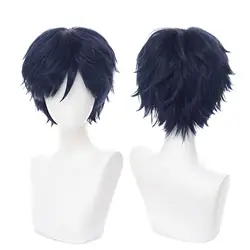 Cosplay Wig Short Dark Blue Heat Resistant Anime Full Synthetic Hair