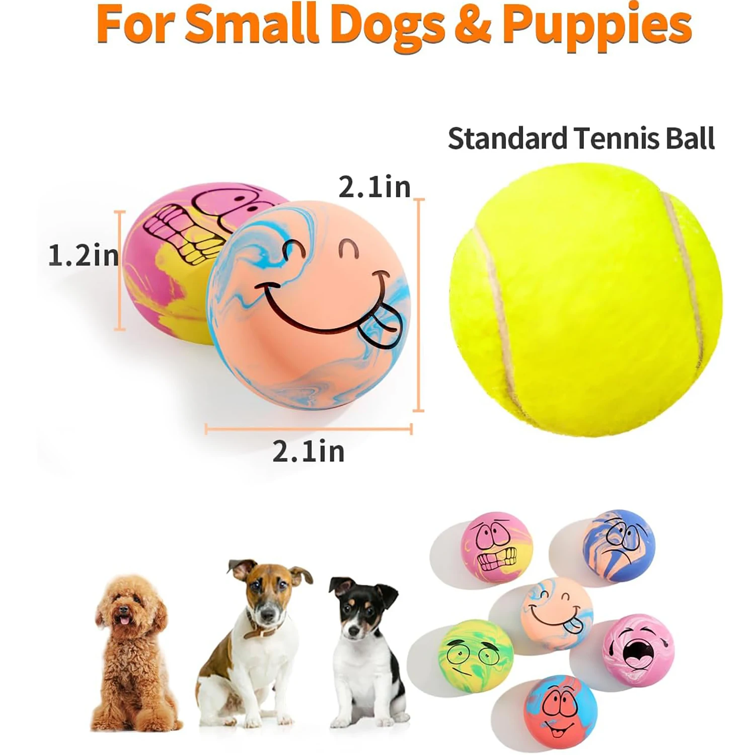 SCGK 6PCS Dog Toys Squeaker Latex Bouncy Ball Squeaky Rubber Dog Toy for Dog Small Dogs Interactive Pet Supplies Dog Accessories