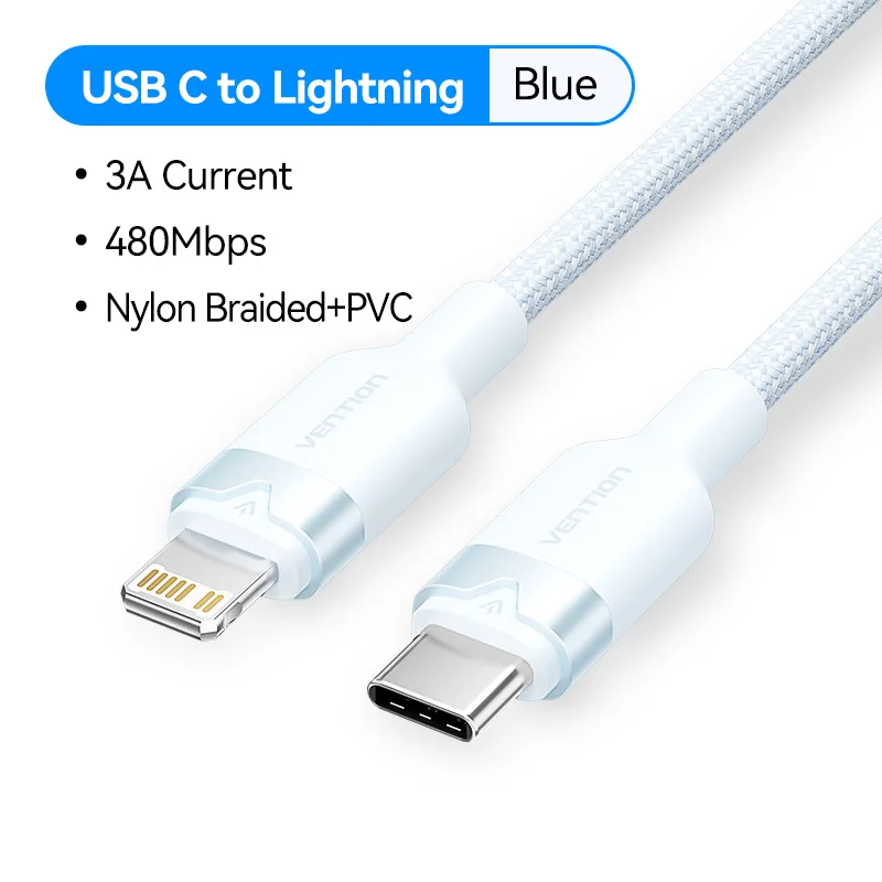 Vention PD 27W USB Type C naar Lightning snellaadkabel voor iPhone 8-14-serie USB Type C naar Lightning-oplaadkabels voor iPad