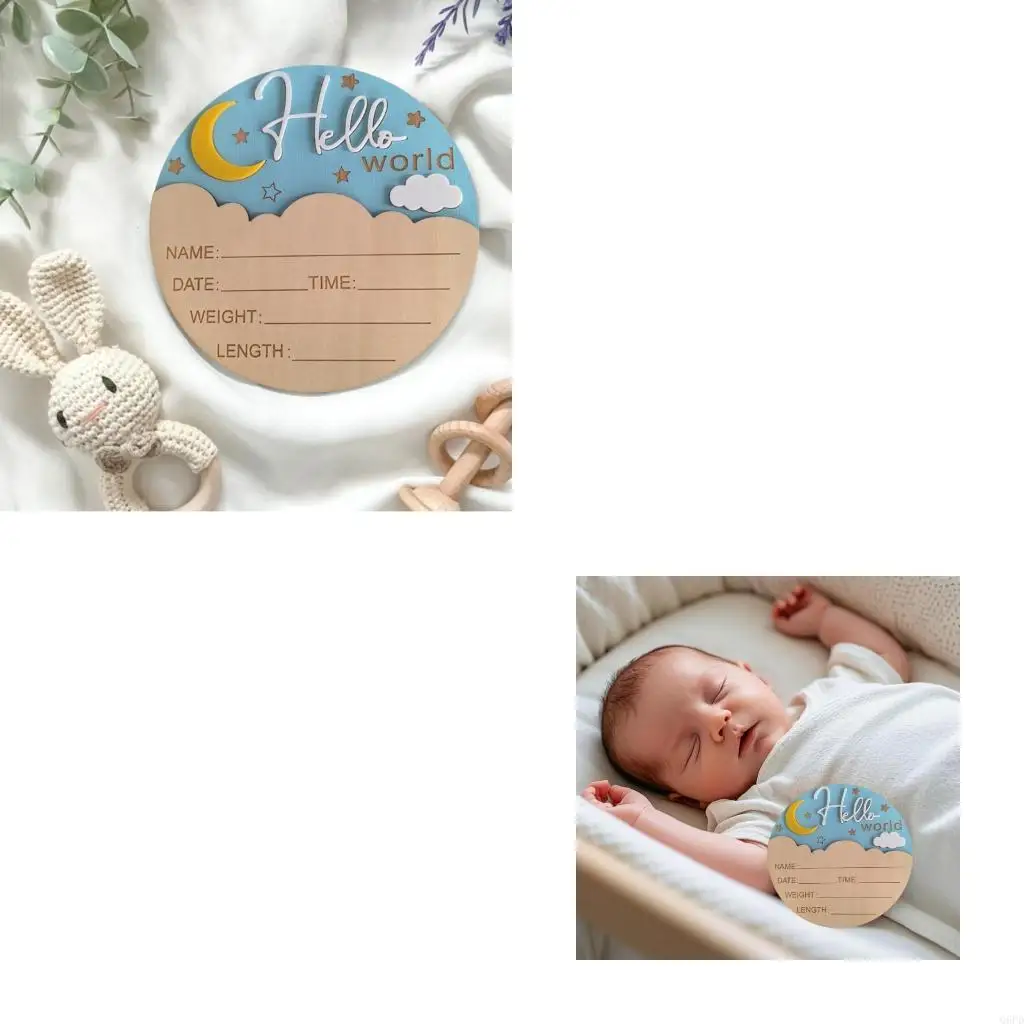

Natural Birth Record Sign for Newborns Photography Round Baby Nursery Shower Welcome Party Supplies
