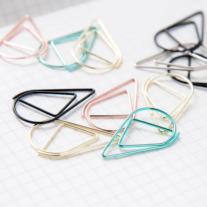 30/50 Pcs/Pack Cute Kawaii Metal Material Paper Clip Gold Silver Black Green Color Bookmark Clip Stationery Office School Supply