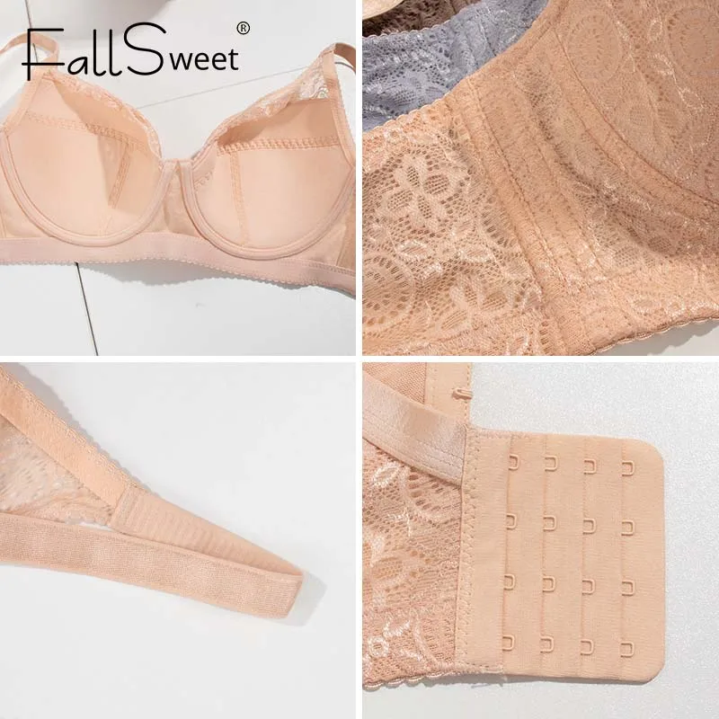 FallSweet Plus Size Push-up podprsenky pro ženy s plným krytím a kosticemi, sexy krajková podprsenka - náhled 5
