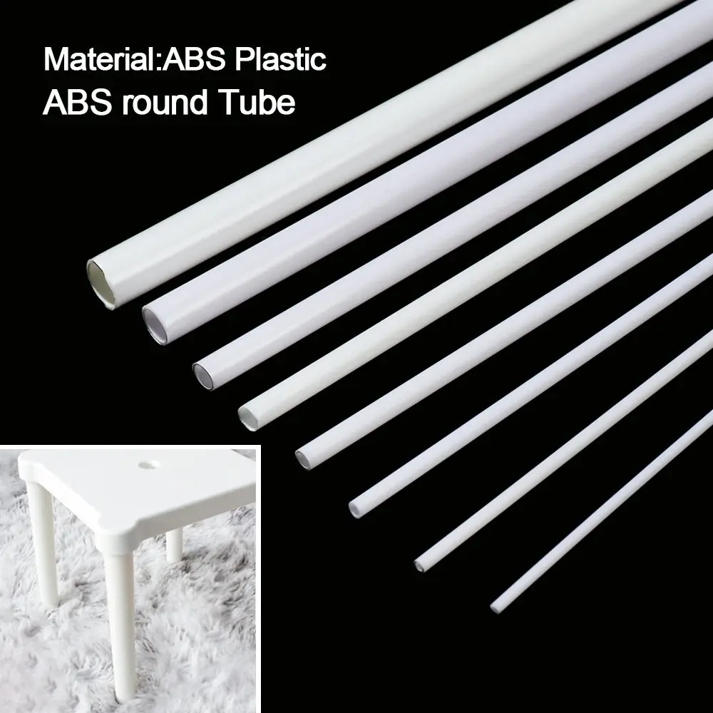 Tubo redondo de plástico ABS, 10 piezas, diámetro de 2mm/2,5mm/3mm/4mm/5mm/6mm/8mm/10mm, DIY, hecho a mano, mesa de arena, modelo de construcción