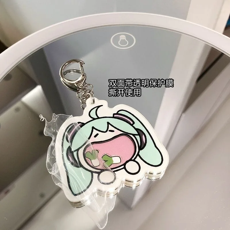 2026 New Hatsune Miku Acrylic Shaker Keychain, Cute Ins Cartoon Bag Pendant Minimalist Backpack Hanging Chain with Hole view 5