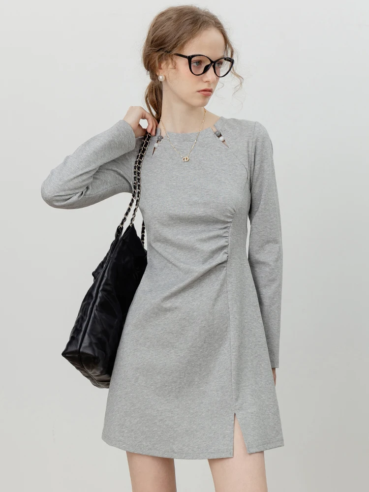 

EGGKA ey Универсальный длинный свеч Dr с вырезом и разрезом для похудения, хлопок, спандекс, полиэфирное волокно, ранняя осень, новый Sle