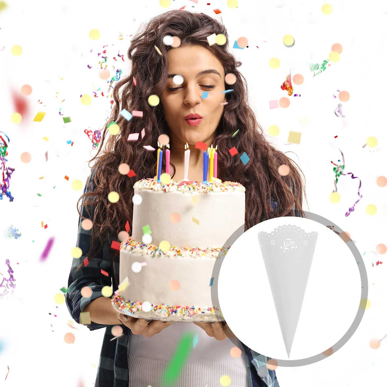 

20pcs Paper Holders Hollow Craft Petal Cones Wedding Party Decoration Craft Paper Petal Cones Diy Vintage Theme White