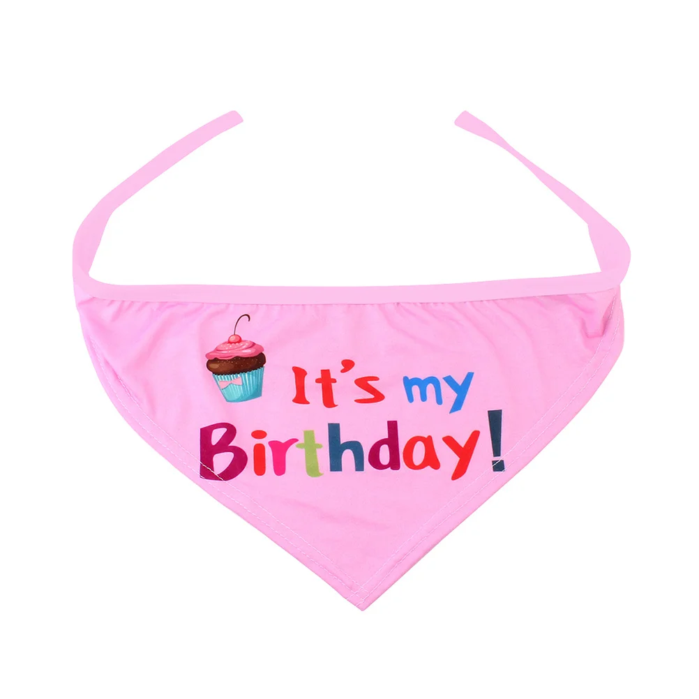 

2Pcs Dog Birthday Bandana Bibs Cotton Triangle Scarfs Party Decor Pink Puppy Gifts for Small Medium Large Dogs