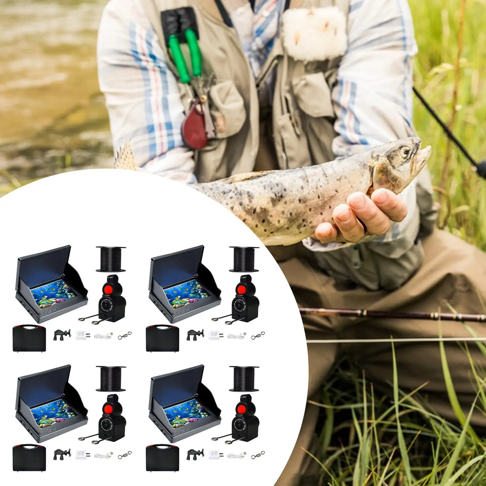 

Fishing Finders Fishing Tackle with Cable Stable IP68 Waterproof Color Monitor for Water Sports Ice Fishing Sea Open Water Boat