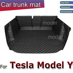 Baule in pelle per Tesla model y tappetino per bagagliaio 2019-2023kit di tappeti per tappetini in pelle per animali domestici