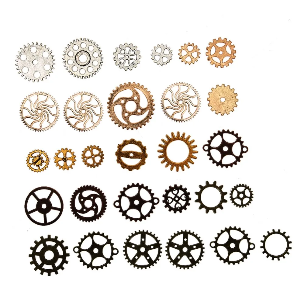 

Vintage Mixed Color Antique Gear Charms Assorted Alloy Steampunk Gear Accessories Alloy Gear Pendants Craft Projects
