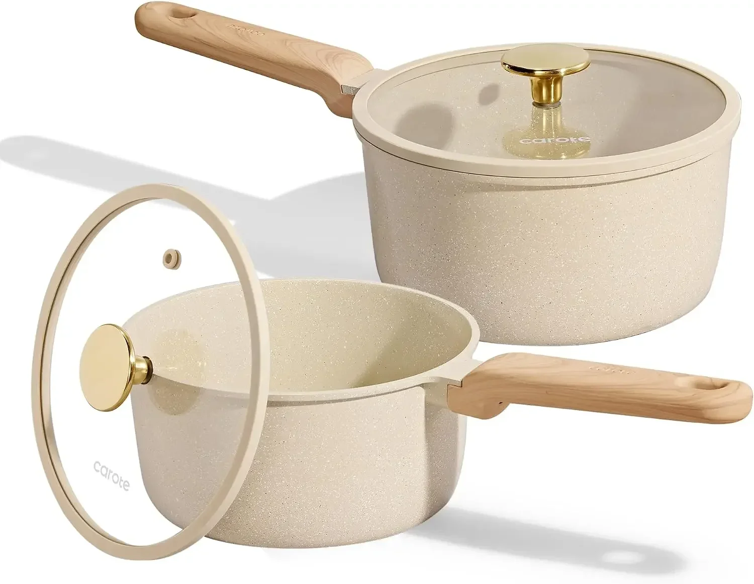 

1.5Qt 2.5Qt Sauce Pan Sets with Lid Ceramic Nonstick Pot Set Non Toxic Saucepan with Stay-cool Handle Small Kitchen Cooking Pots, Easy to Clean, Induction Comptable, PFOA FREE