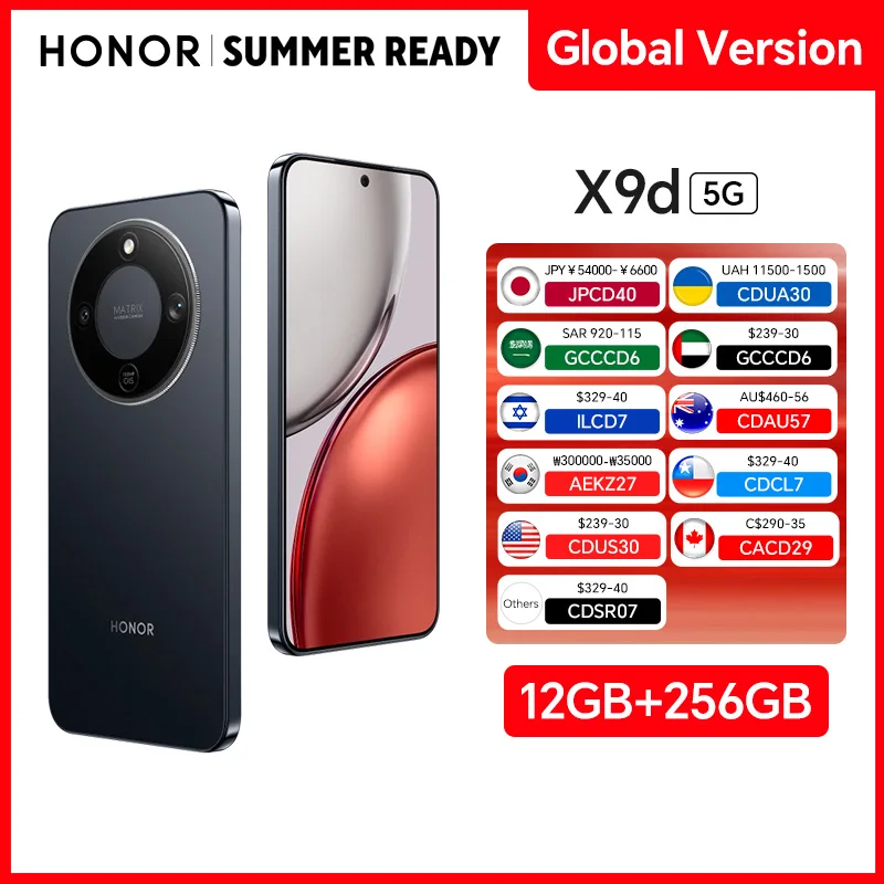 HONOR X9d Global Version 12GB+256GB 5G Smartphone 6.79'' 120Hz Screen 108MP AI Camera 8300mAh 66W Super Charging NFC OTA