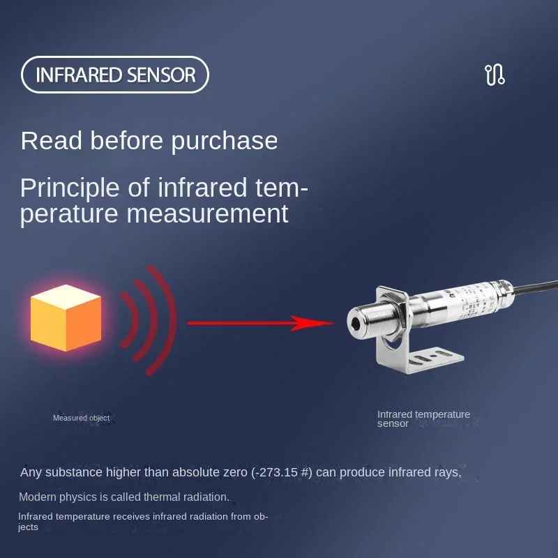 Industrial Infrared Temperature Sensor Thermometer Probe Online 4-20mA Infrared Non-Contact Transmitter