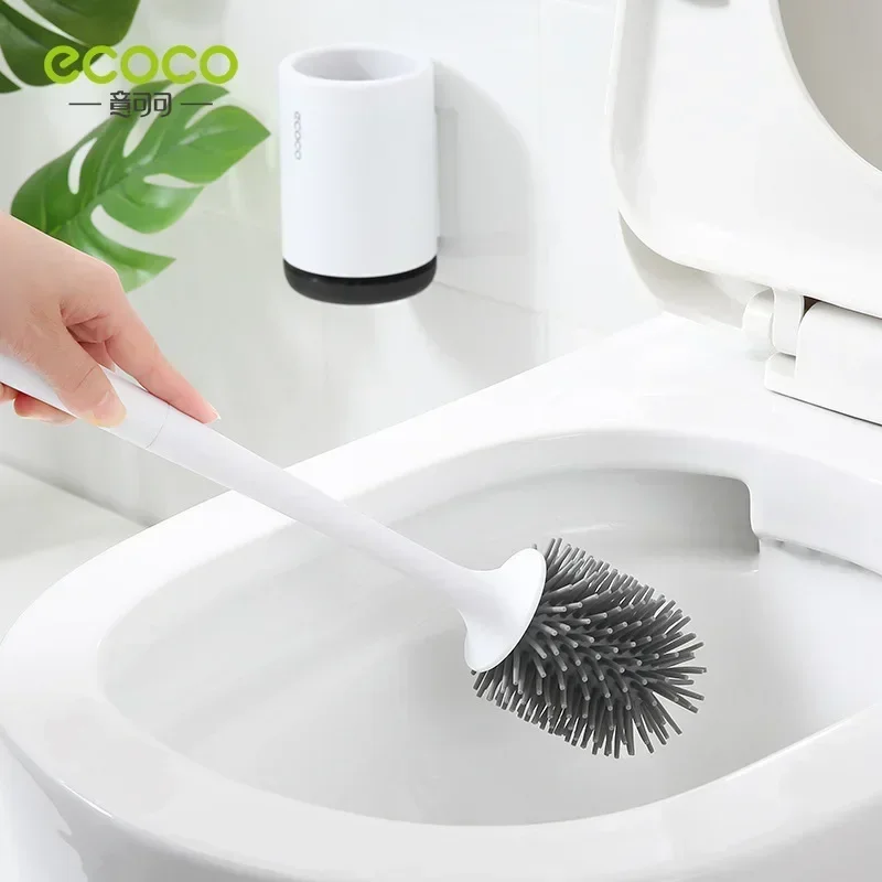 Silicone Head Toilet Brush Quick Draining Clean Tool Wall-Mount Or Floor-Standing Cleaning Brush Bathroom Accessories