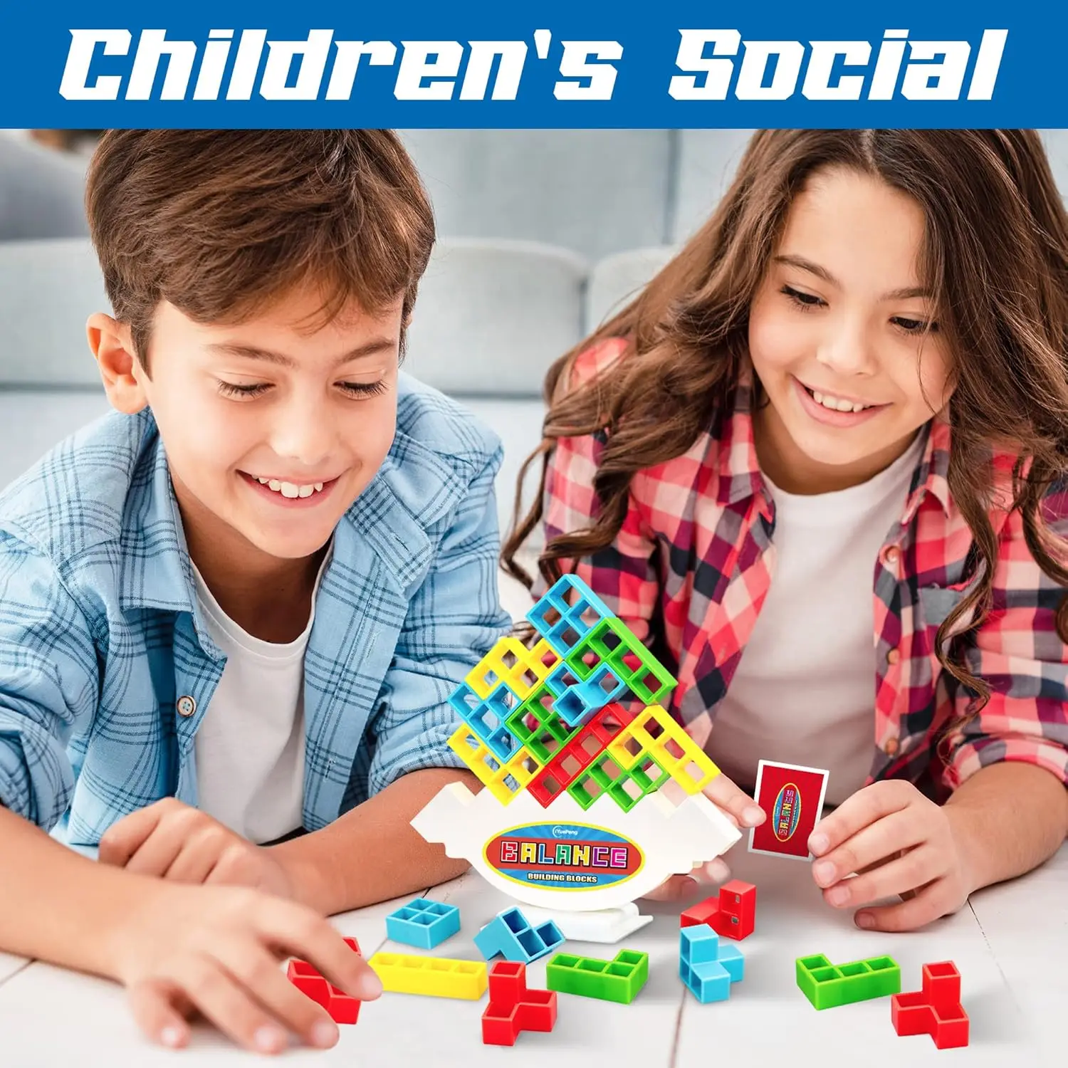 48 قطعة من لعبة برج التوازن Drop Tetra - مكعبات بناء ممتعة للأطفال من سن 3 سنوات فما فوق - تطور البراعة والصبر والدراجات النارية الدقيقة