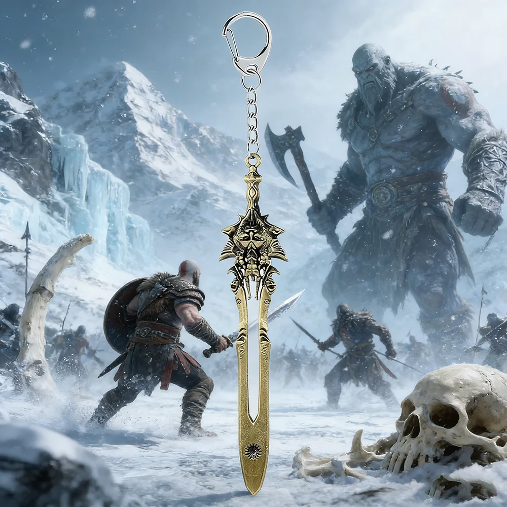 God of War 5 Blade of Olympus Kratos Sword Keychain - Game-Themed Jewelry Accessory for Fans Ideal Gift