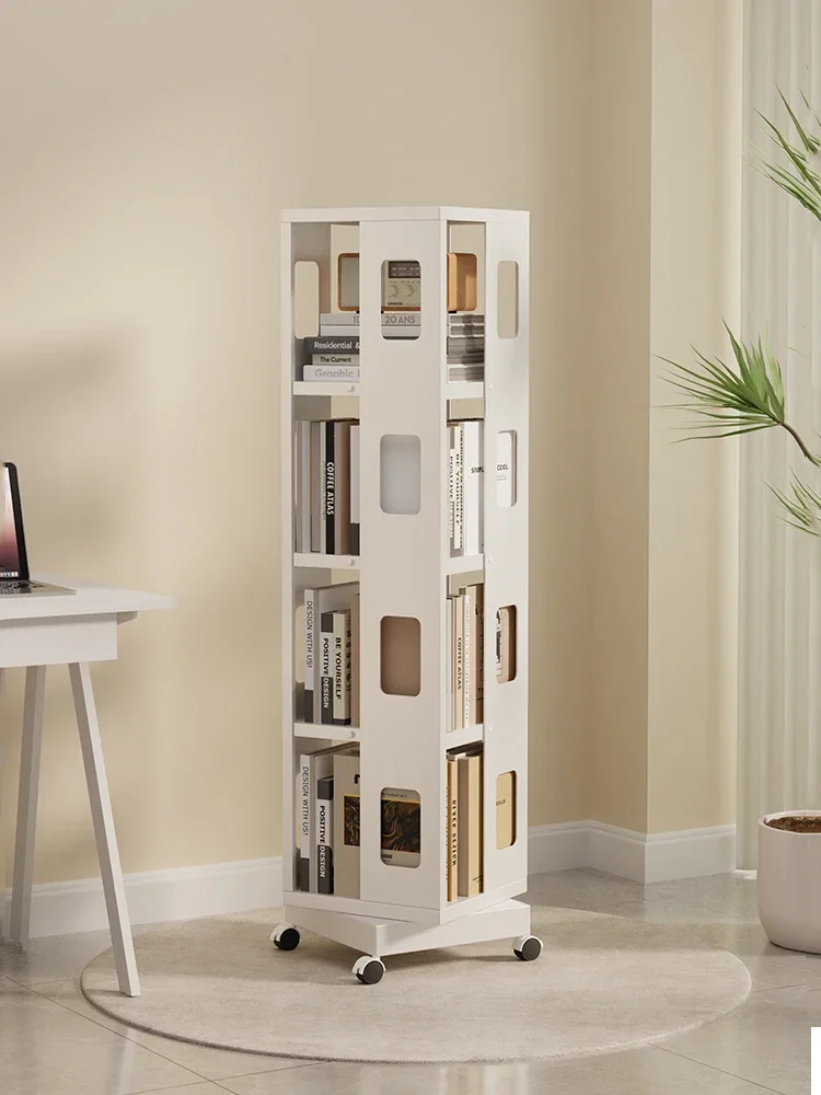 

Children's steel rotating bookshelf 360 degree bookcase picture book bookshelf Internet celebrity movable with wheel floor rotat