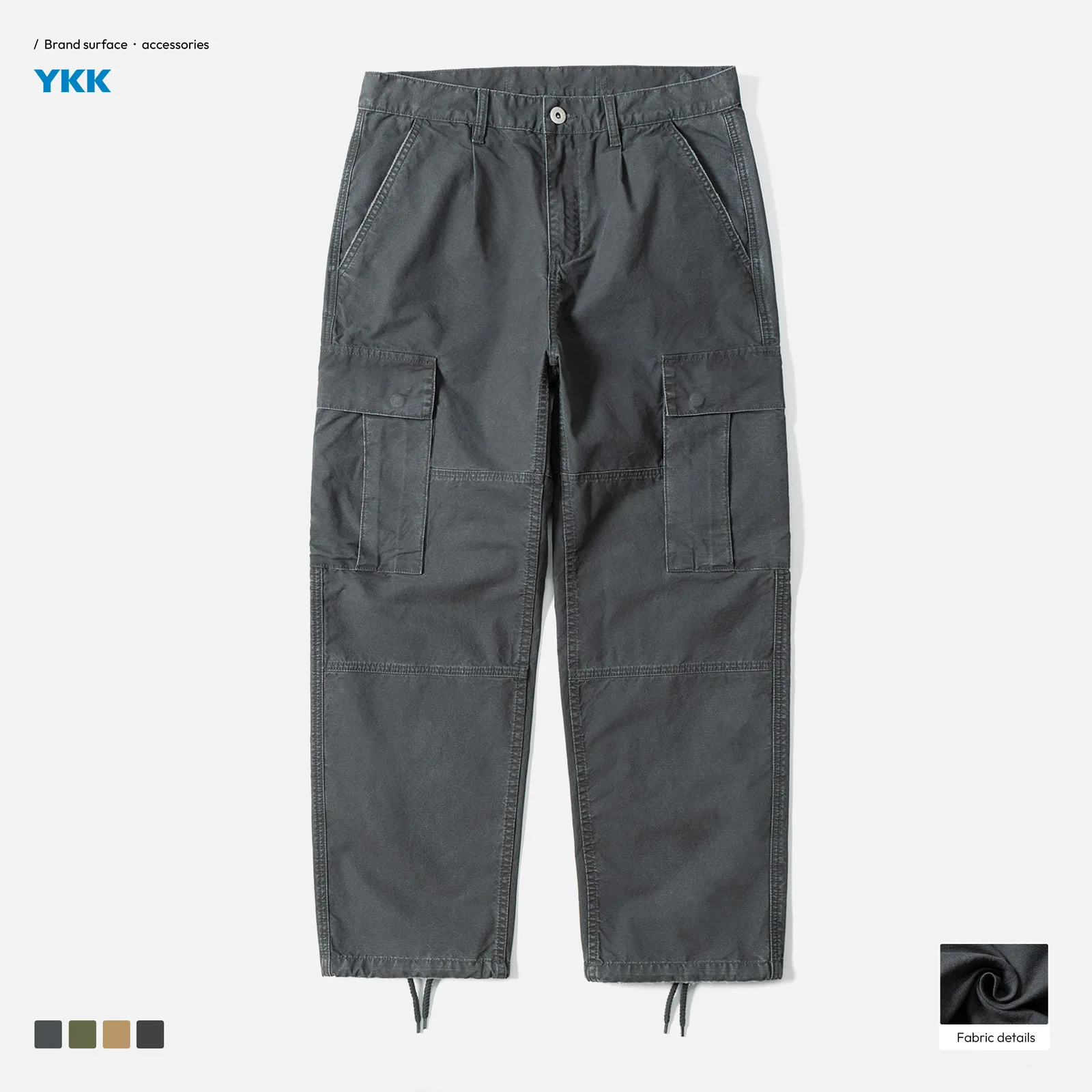 

Japanese Sle Workwear Cotton Pants Multiple kets Weathered Waed Adjustable Waist Belt Bamboo Node Stone inding
