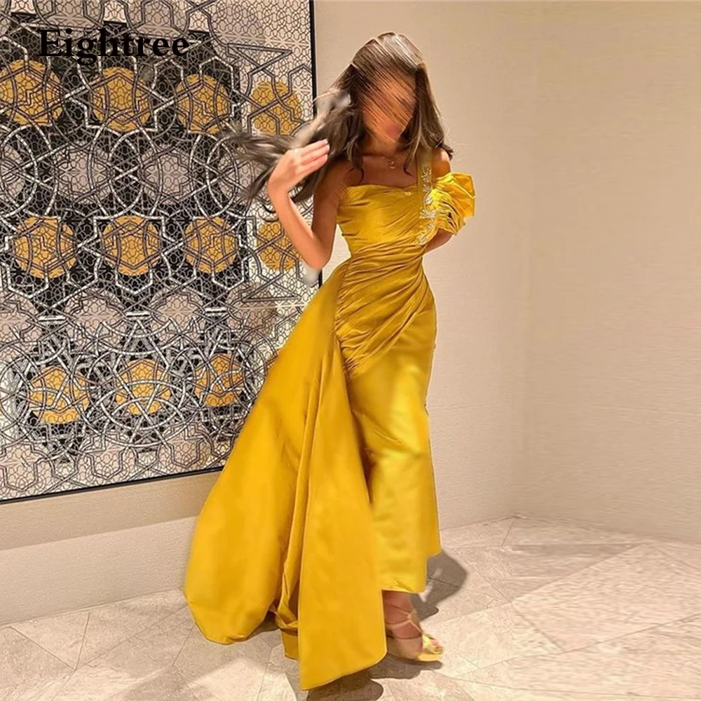 

Eightree Gold Vintage Prom Dress Mermaid One Shoulder Floor Length Abendkleider Dubai Evening Dresses 2023 Formal Occasion