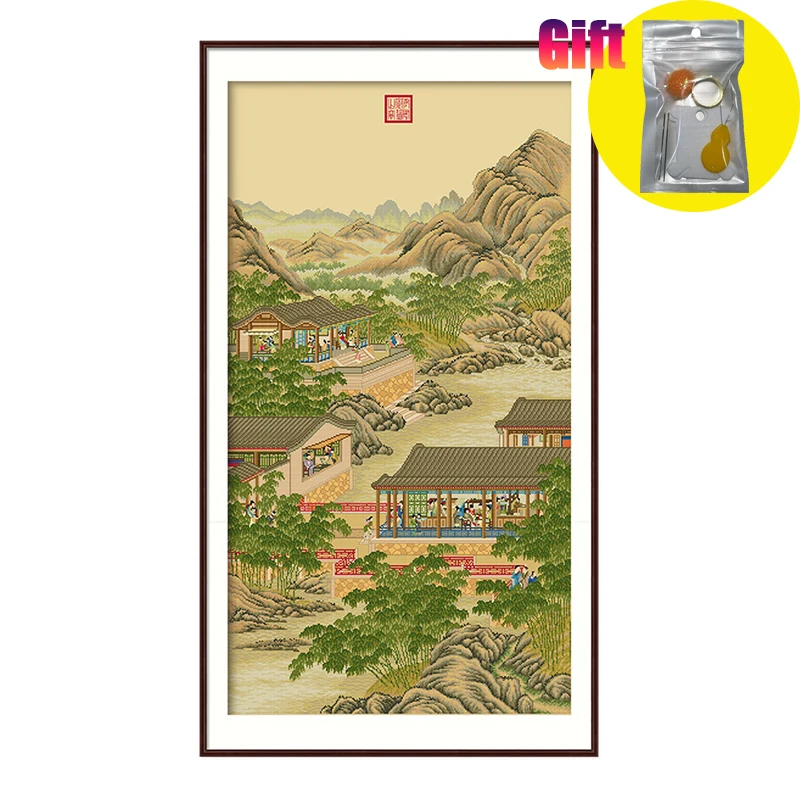 Spring cross stitch kit 11CT Aida printed canvas Chinese Retro Canvas Emperor Yongzheng October Home wall Decorative paintings