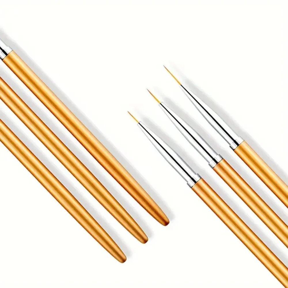 3Pcs Acrylic French Stripe Nail Art Liner Brush 3D Tips Line Stripes DIY Drawing Pen UV Gel Brushes Painting Pen Manicure Tools