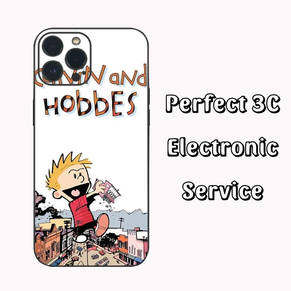 Cartoon C-Calvin And H-Hobbes Phone Case  For iPhone16 15 14 13 12 Mini 11 Pro XS Max X XR SE5 6 7 8 Plus Soft Silicone Cover