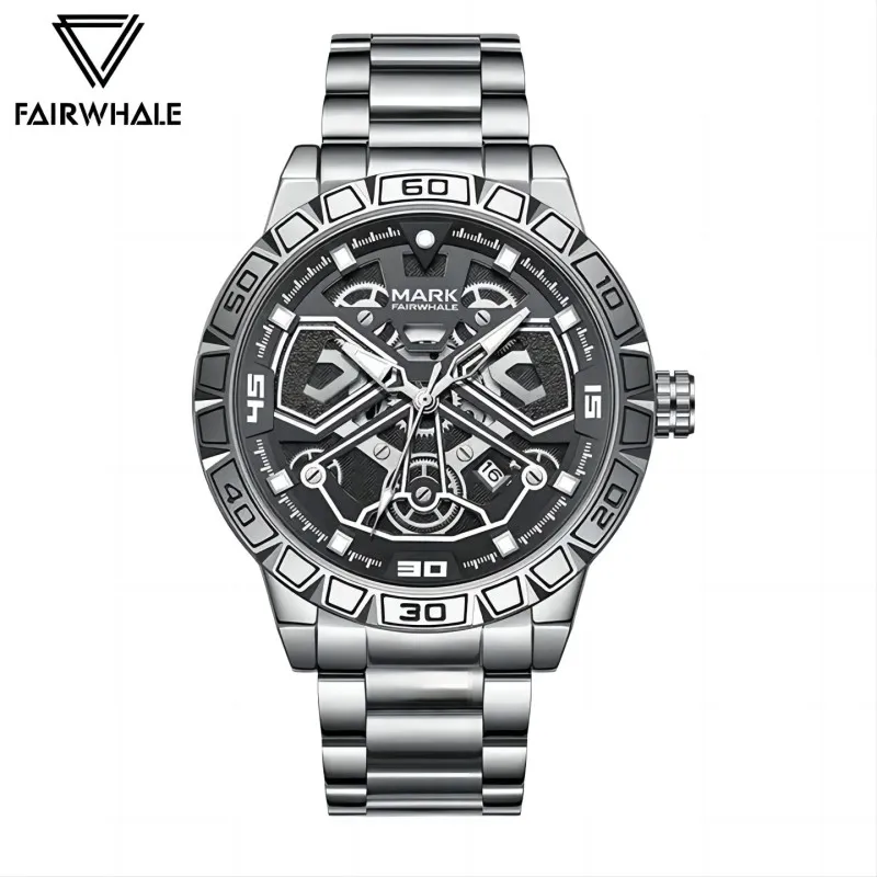 

Luxury Quartz Watch Men Unique Fashion Mechanical Dial Design Waterproof Luminous Stainless Steel Business Man Wristwatches 2024