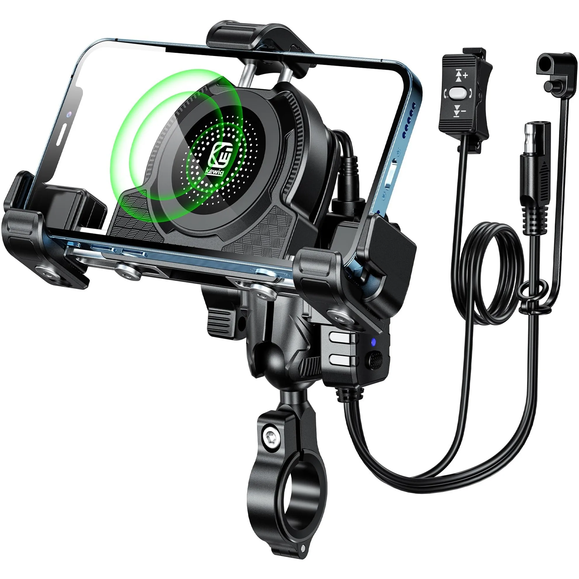 

Kewig Motorcycle Phone Mount with 15W Wireless Charger & USB C 36W Fast Charging Port, Motorbike Mobile Stand for 5.4-7.2" Phone
