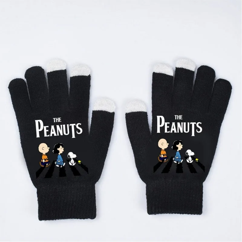 Kawaii Snoopies Children Gloved Cartoon Gloves Figures Elasticity Glove Accessories Thicken Winter Warm Unisex Girl Boy Gifts